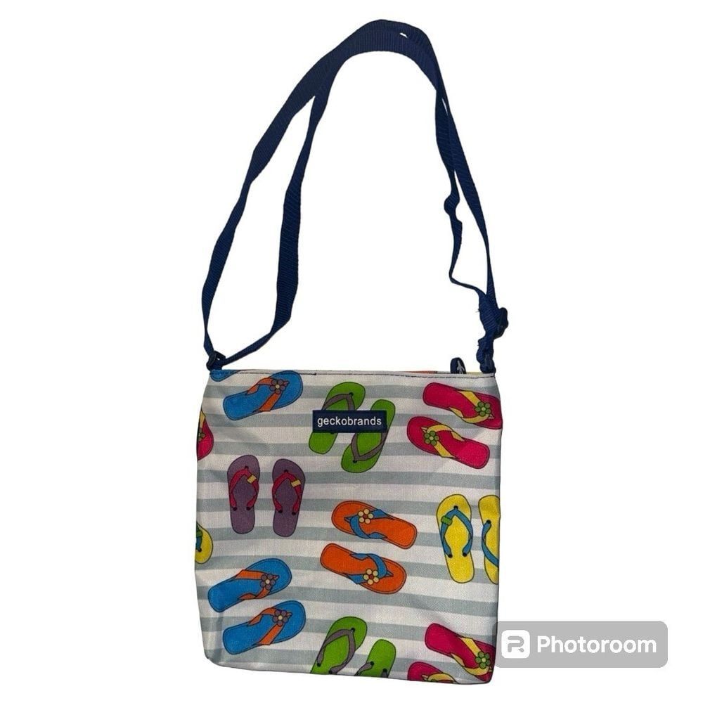 GeckoBrands‎ Crossbody Bag Flip Flop Print Striped Travel Beach Purse